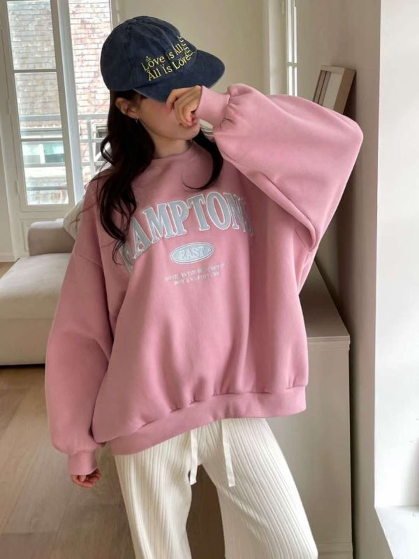 WQA64 馬卡龍色刺繡刷毛大學T 