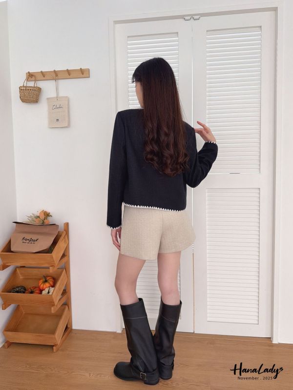 WJA73 三角拷克邊小香風外 