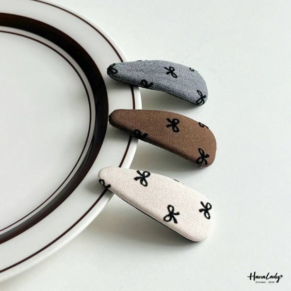 FTB20 絨布蝴蝶結髮夾單個 