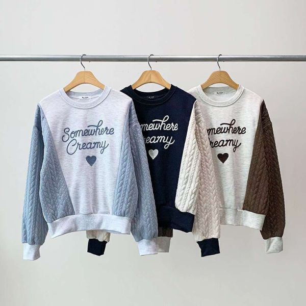 WQB10 超口愛麻花袖內刷毛T 