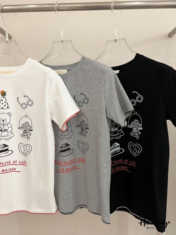 LSA17 小熊蝴蝶結QQ邊上衣 