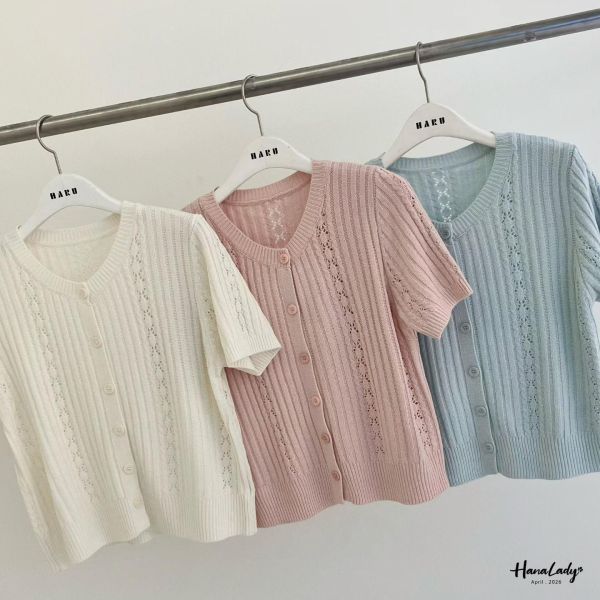 LFA68 坑條拼接麻花針織上衣 