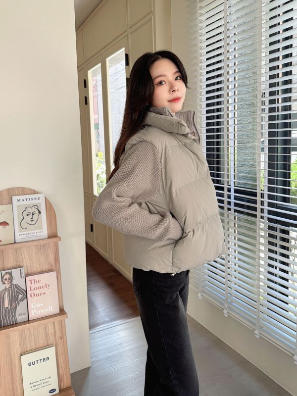 WQA95 雙層領針織拼接鋪棉外 