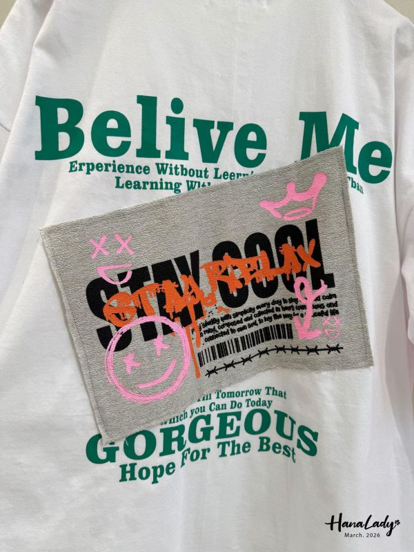 LSA39 繽紛貼布字母棉T 