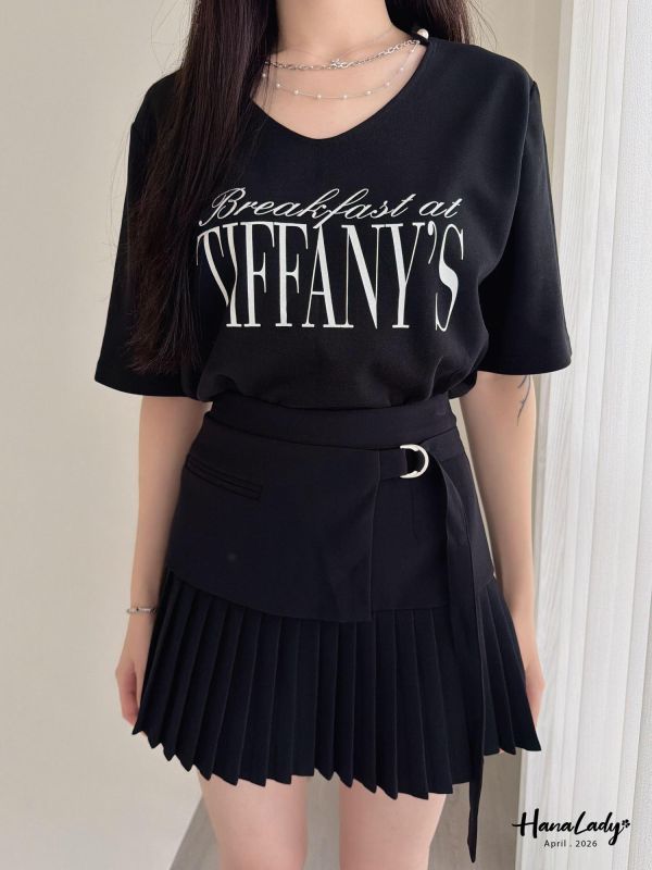 LFA47 釦帶設計拼接百摺褲裙 