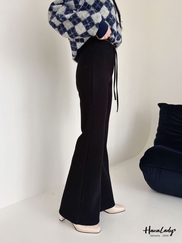 LEB10 暖呼呼微厚棉絨休閒喇叭褲 