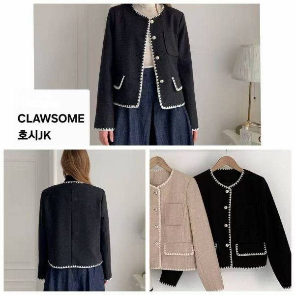 WJA73 三角拷克邊小香風外 