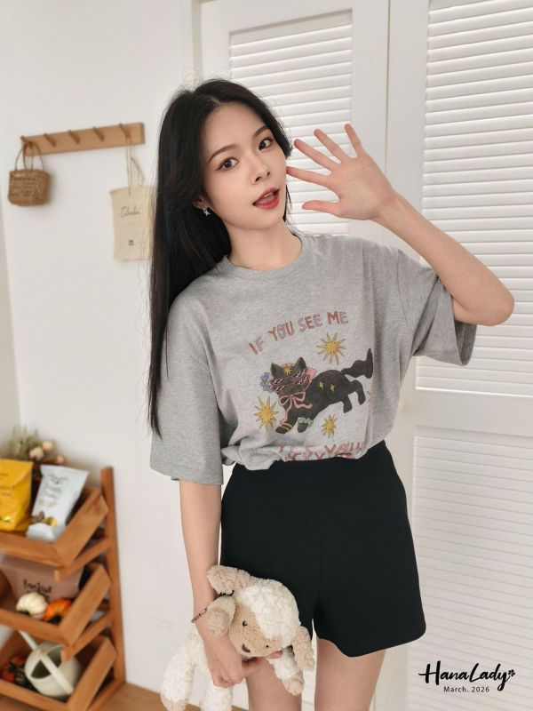 LSA02 時尚小黑貓棉質T 