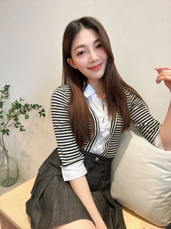 WSB14 假兩件條紋拼接襯衫 