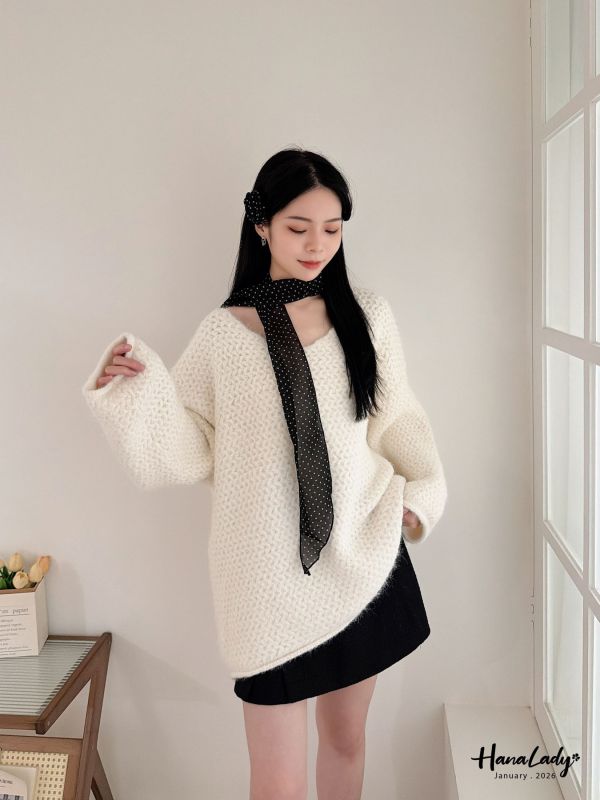 LEA48 休閒針織點點三件組 