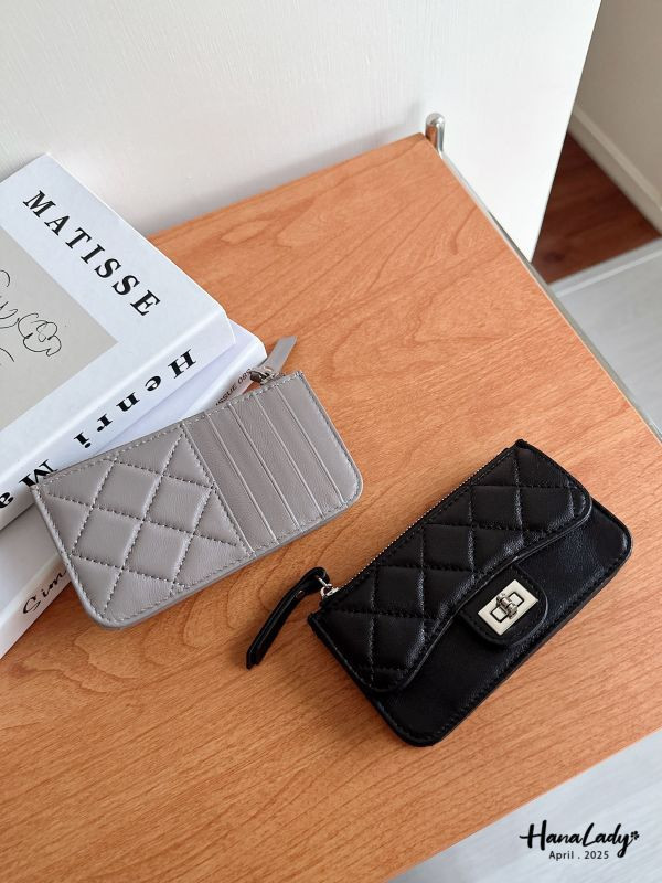 WFB21 牛皮菱格紋拉鍊卡夾零錢包 正韓 韓國服飾 韓國連線