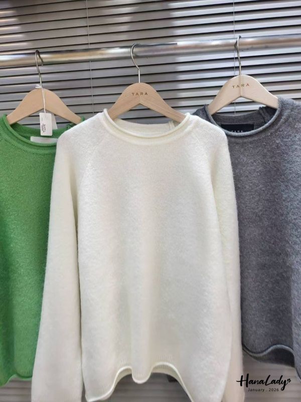 LEA42 百搭純色捲邊針織 