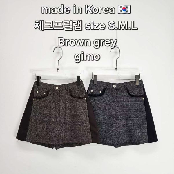 WQA11 質感磨毛格紋布顯瘦黑邊褲裙 