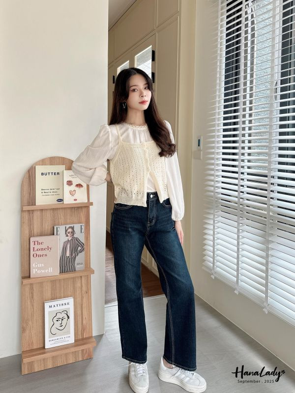 WKA64 非常顯瘦直筒微寬丹寧褲 