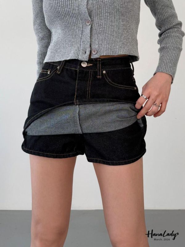 LSA51 顯瘦深藍色A字丹寧褲裙 