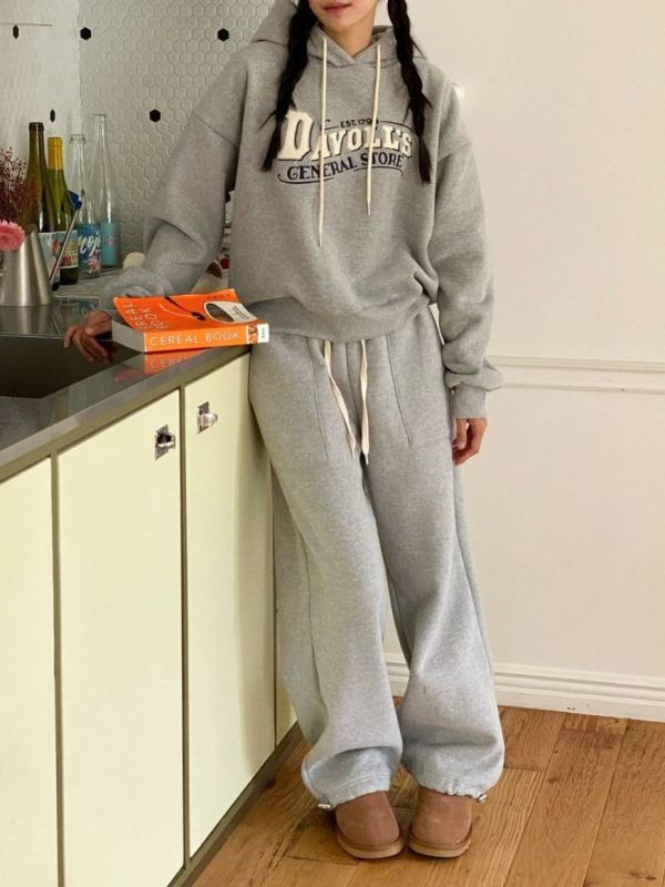 WQA01 羊羔毛字母馬卡龍刷毛帽T 