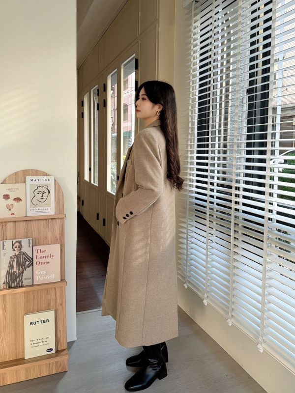 WQA87 三角翻領微舖棉羊毛大衣 