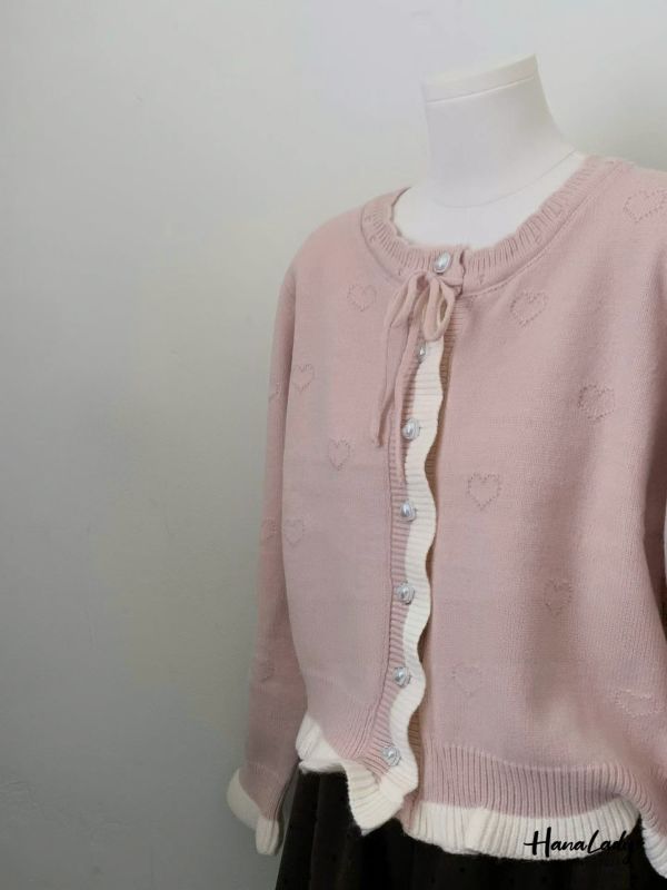 WJA17 減齡必買簍空愛心針織外 