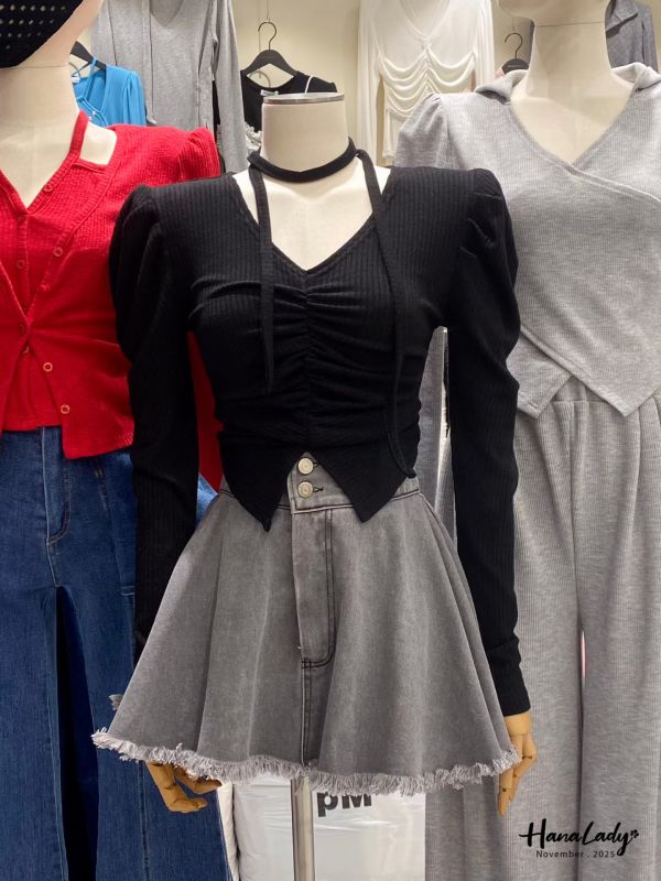 WJA83 浮誇公主袖抓摺上衣 