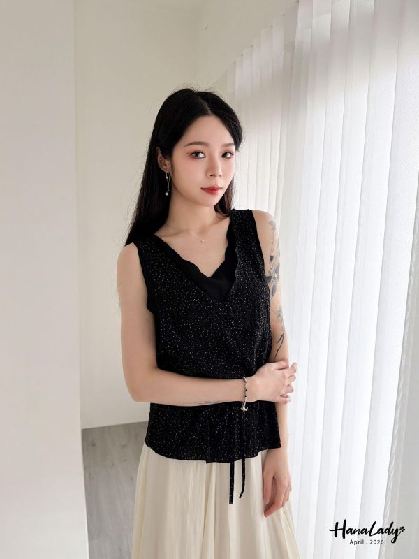 LFA24 浪漫點點綁結上衣 