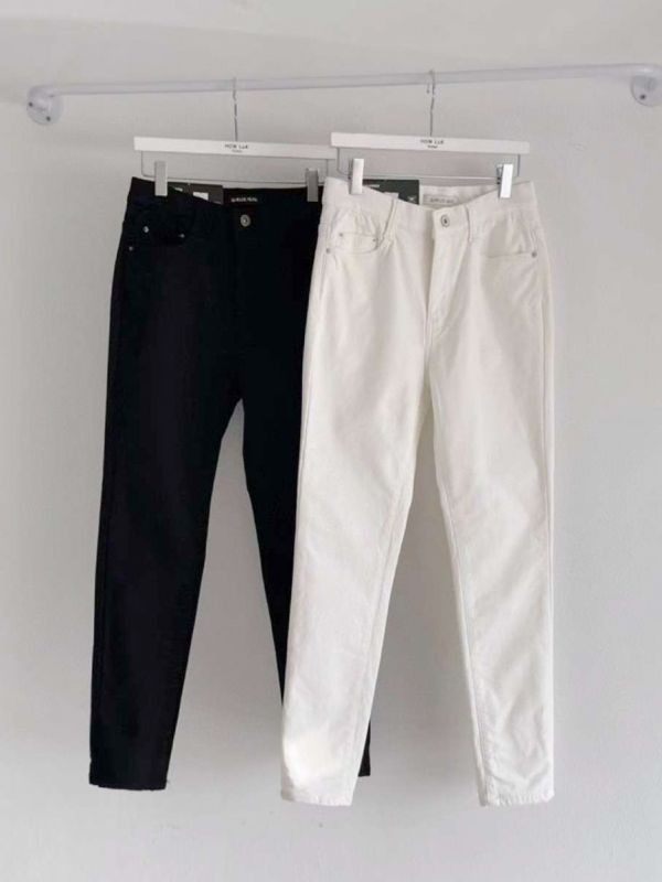 WQB16 輕磨毛黑白單寧棉褲 