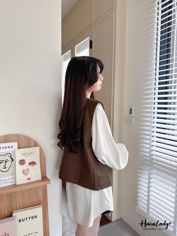 WKA18 精緻大V領長版雪紡衫 