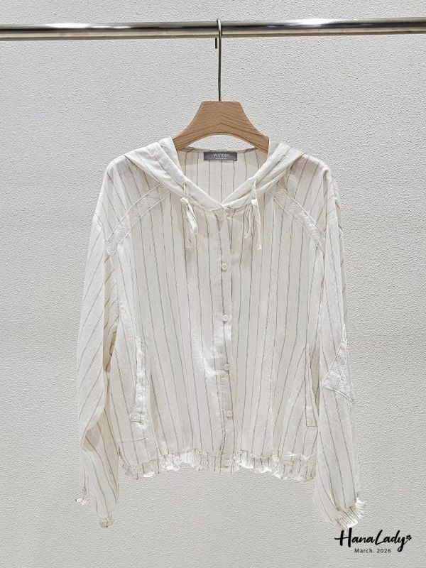 LSA07 可愛Q擺線條排釦衫 