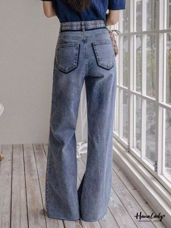 WJA32 造型深邊直筒丹寧褲 