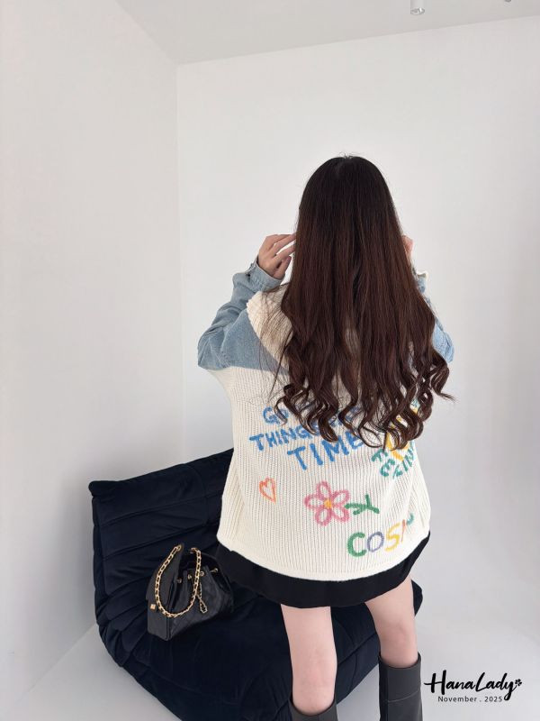 WJA78 街頭塗鴉風拼接單寧外 