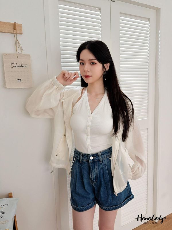 LFA01 高質感緞面紗連帽拉鍊外 