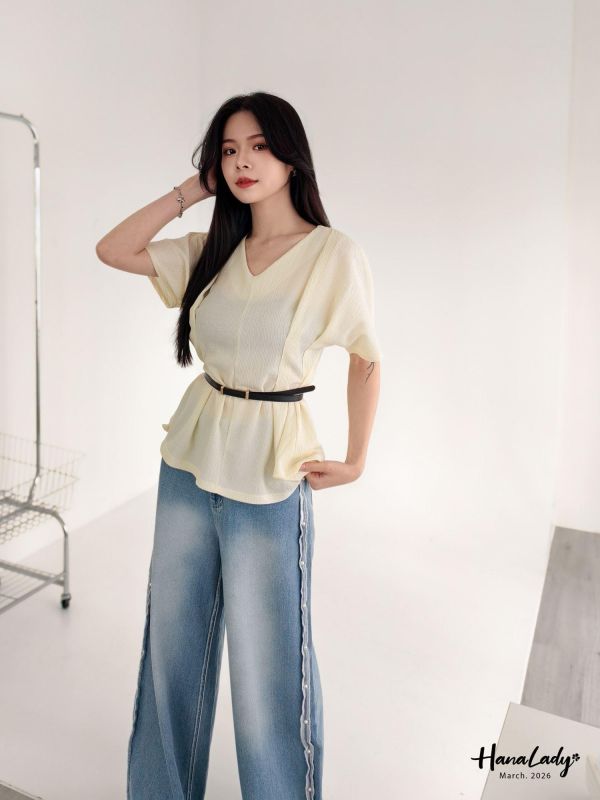 LSA27 壓摺V領修身上衣 