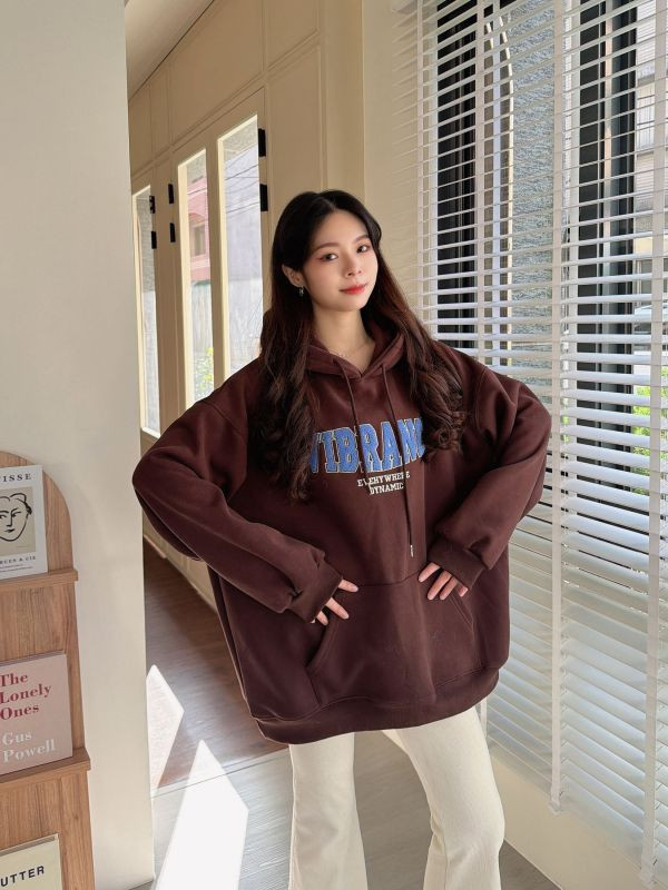 WQA18 立體毛呢字母內刷絨帽T 