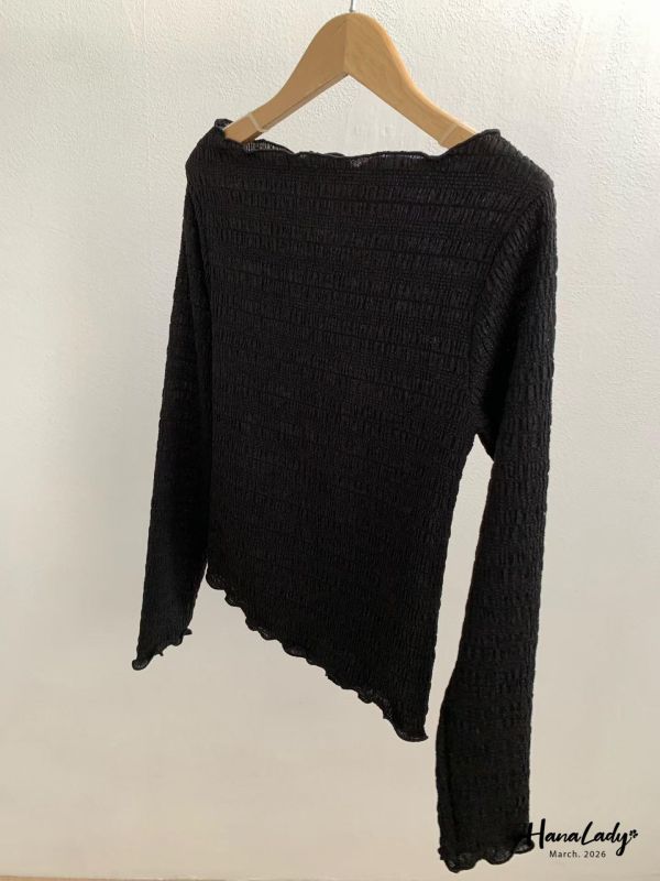 LSA57 微透拷克邊內搭上衣 