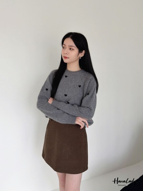 LEA68 絨布愛心親膚毛料針織上衣 