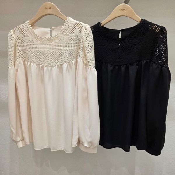 WQA91 浪漫簍空雕花雪紡上衣 