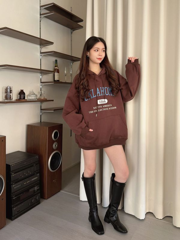 WQA17 刺繡1866字母內刷絨帽T 