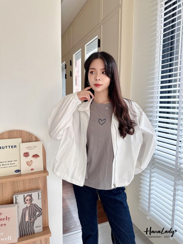 WKA26 拉鍊翻領下抽繩薄外套 