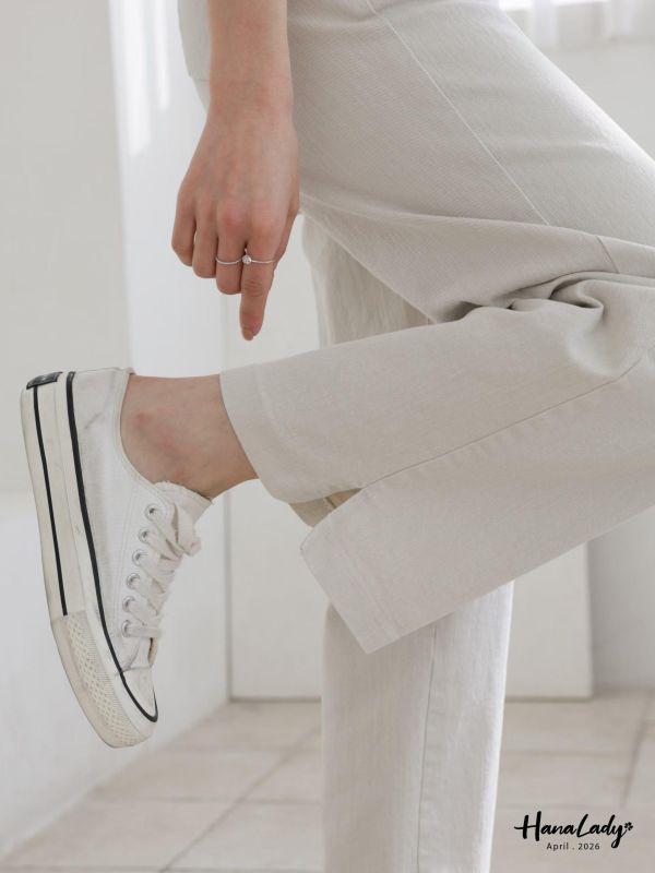 LFA34 經典直筒小開衩休閒褲 