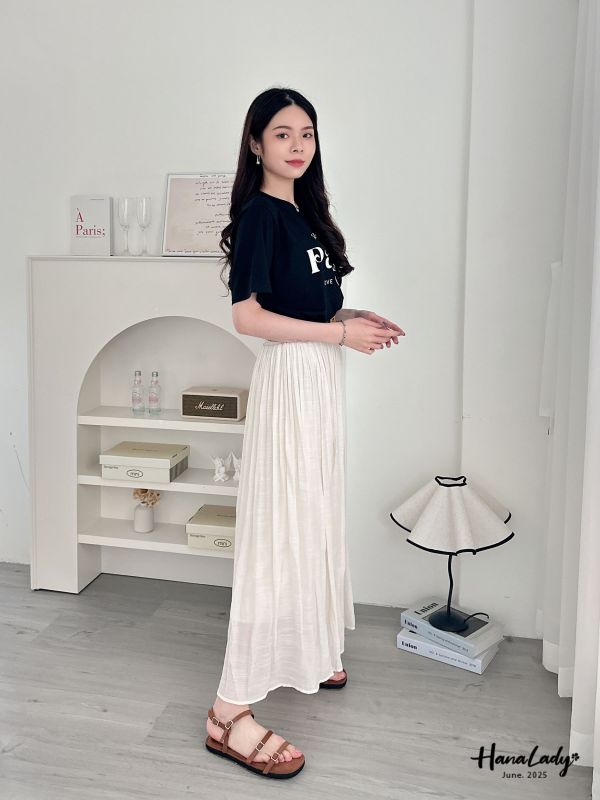 WLA25 渡假風編織皮帶長裙 