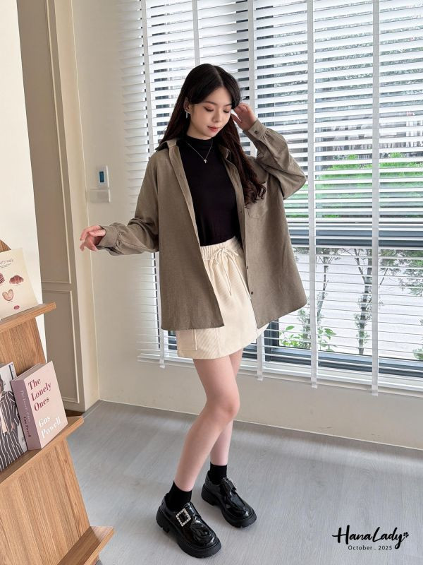 WTA78 簡約附腰帶長版蜜桃絨衫 