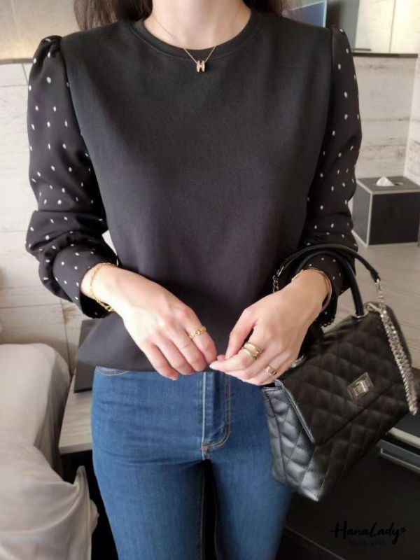 LSA03 點點雪紡袖棉質上衣 