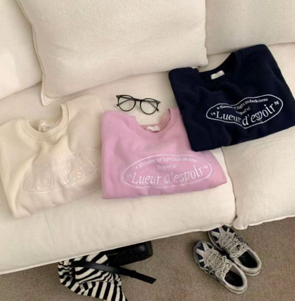 WQA63 刺繡字母短版內刷毛T 