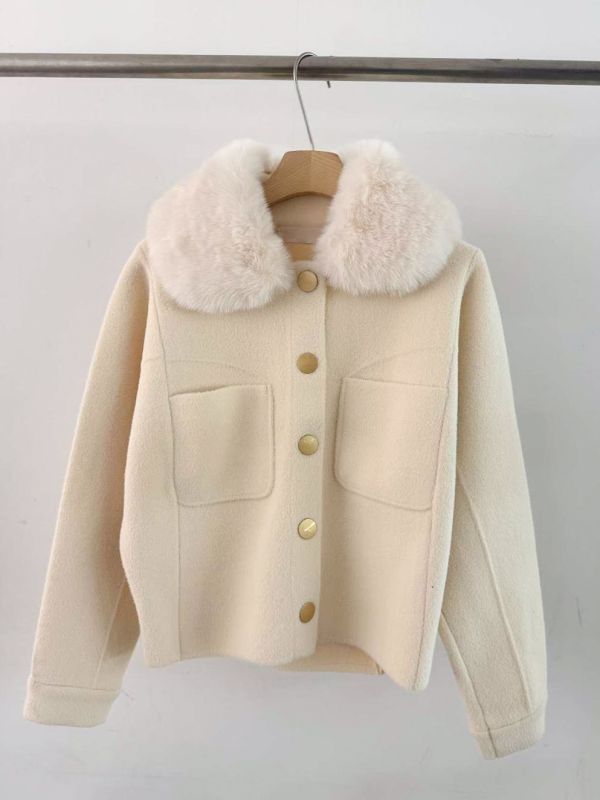 WQA25 毛領金釦嫩Q針織外毛可拆 