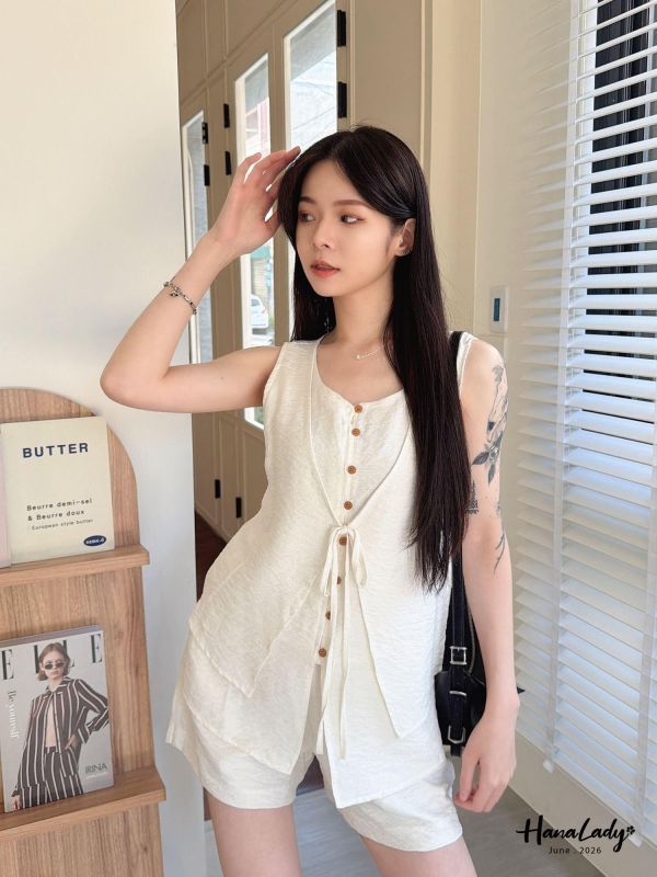 LLA25 好舒服綁結排釦套裝 