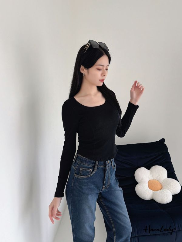 LEA95 親膚針織內磨毛U領上衣 