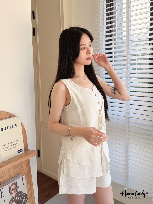 LLA25 好舒服綁結排釦套裝 