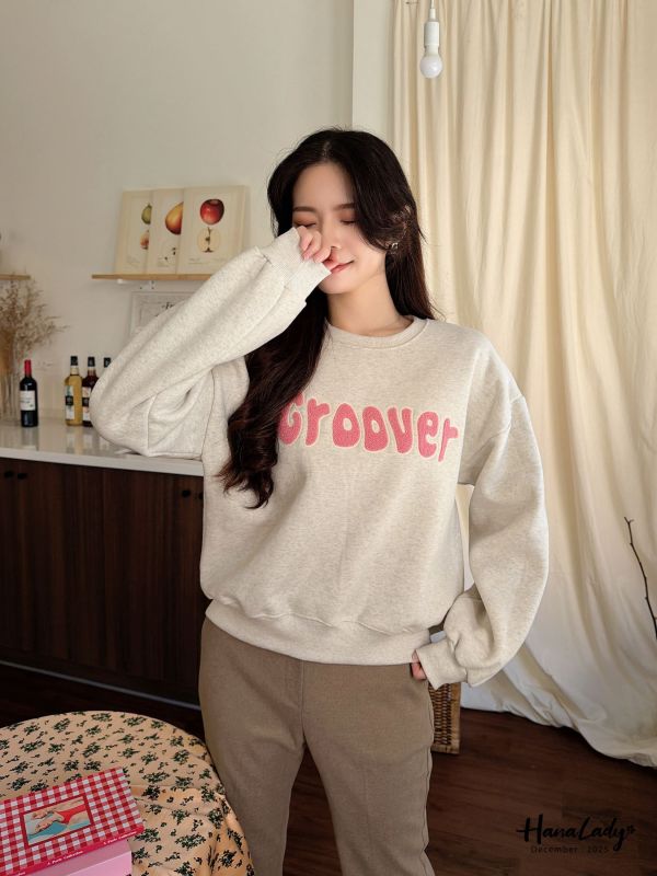 WQA02 配色羊羔毛字母刷毛T 