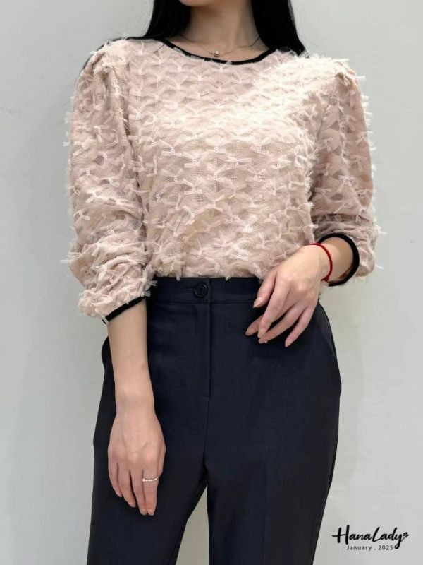 WEA07 甜美蝴蝶紗毛料上衣 