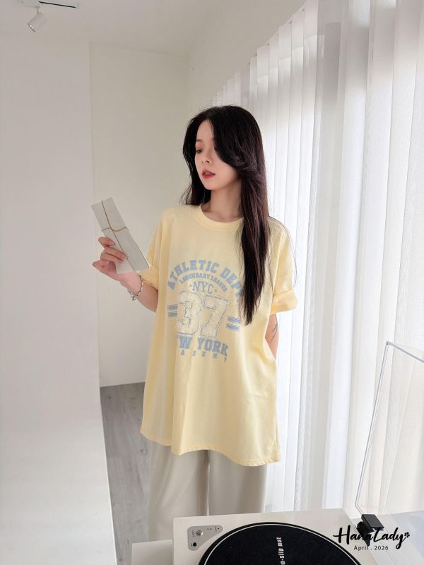 LFA71 緞帶紗滿鑽休閒長版T 