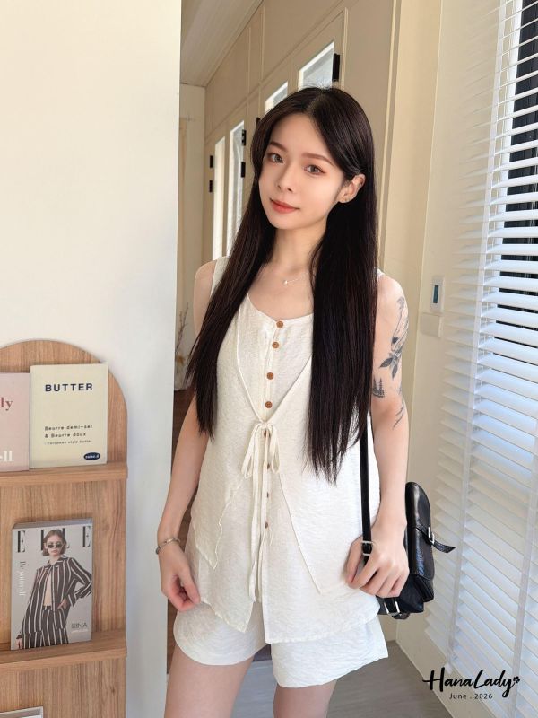 LLA25 好舒服綁結排釦套裝 